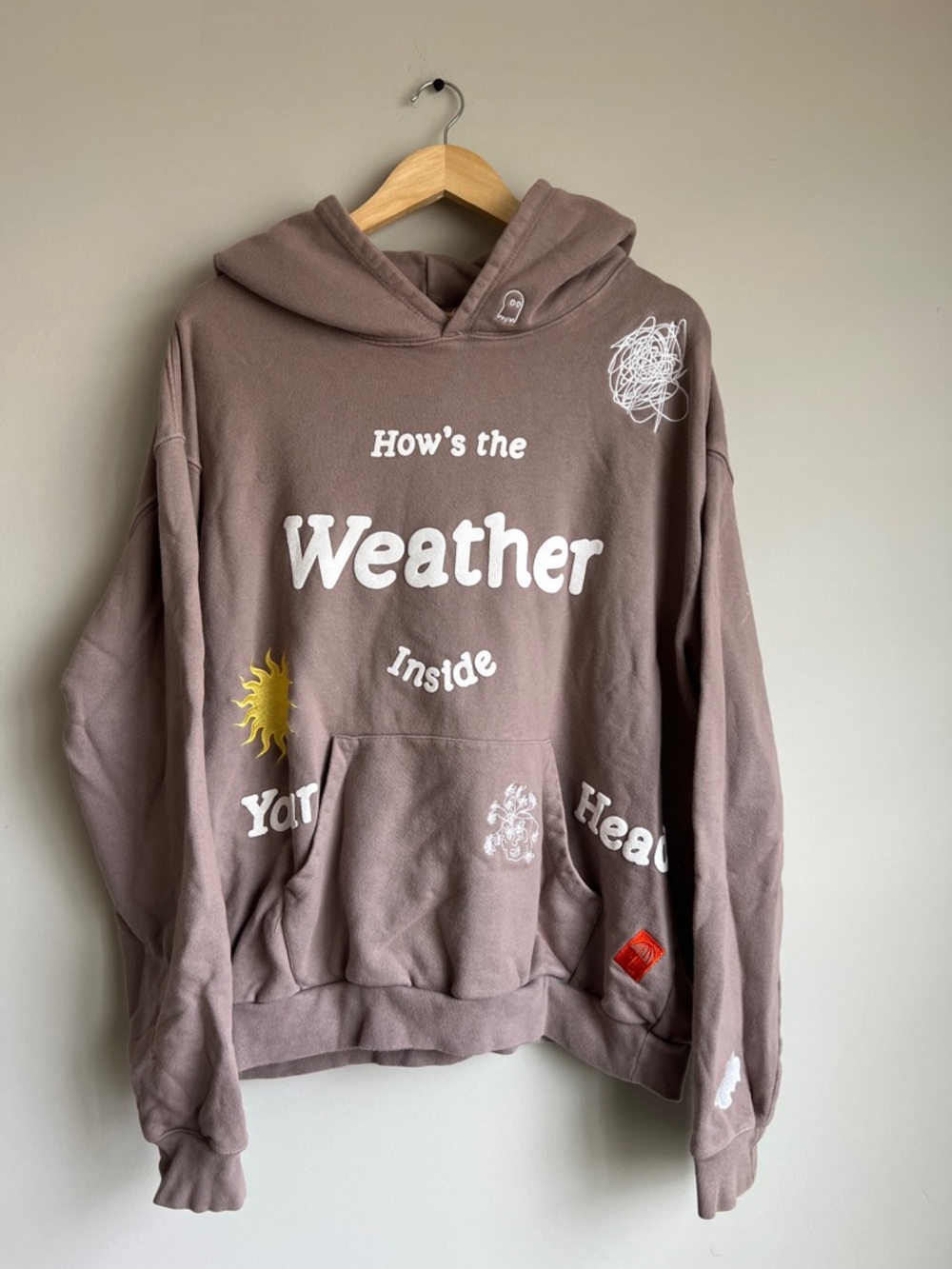 Lonely Ghost x Jeni’s Ice Cream Cotton Hoodie Sz L Taupe Brown RARE